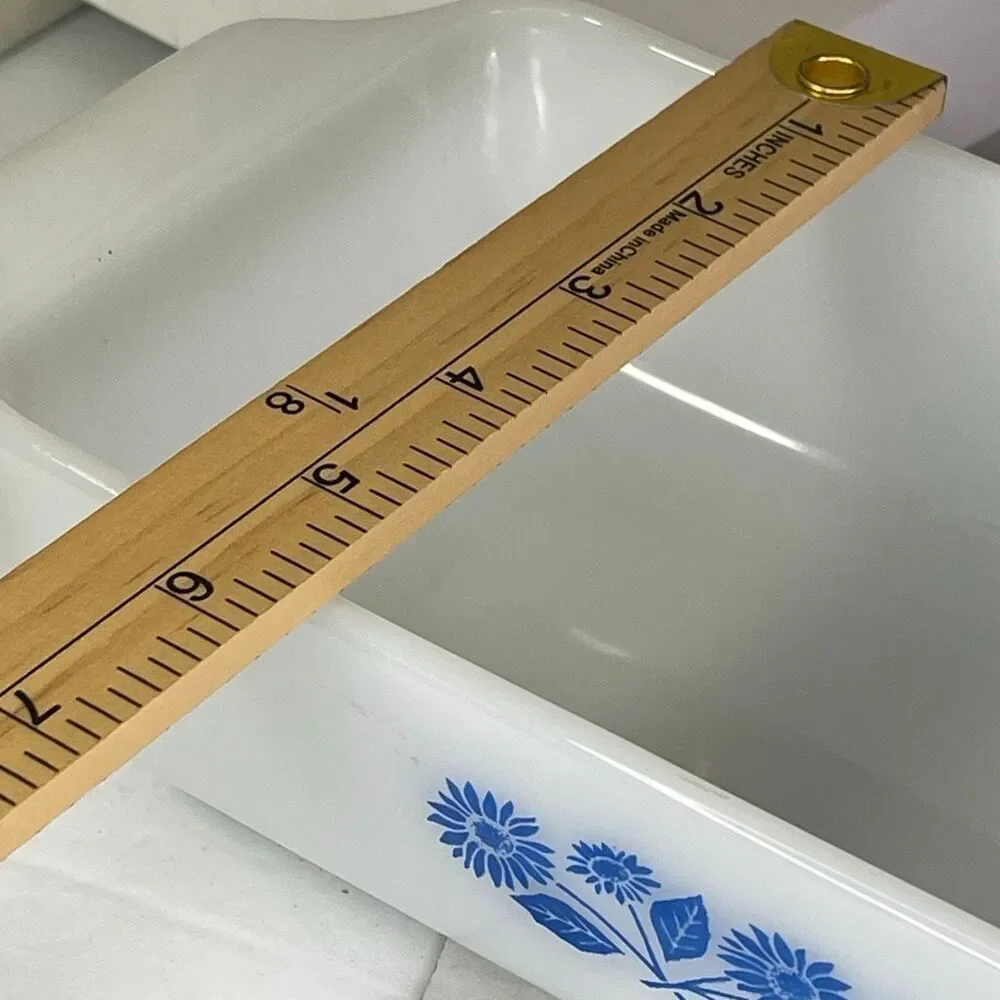 Vintage Fire-King Anchor Hocking casserole loaf pan blue floral design